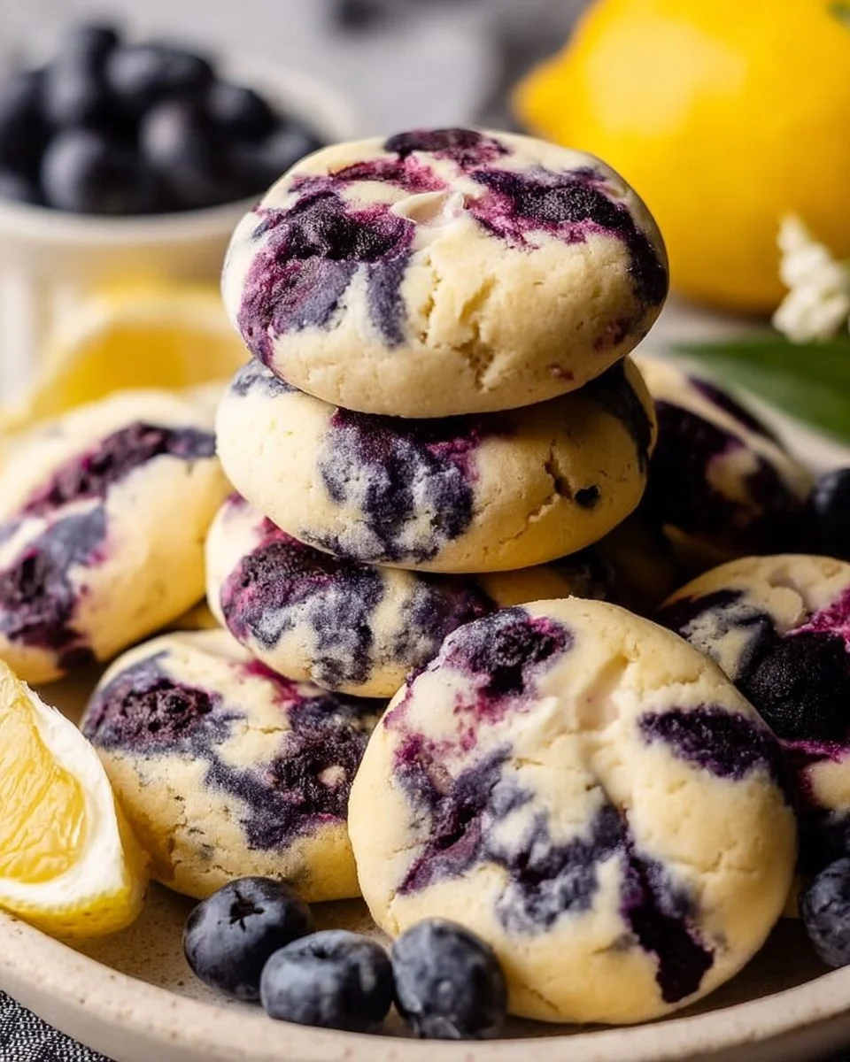 Lemon blueberry cheesecake cookies fresh out of the oven