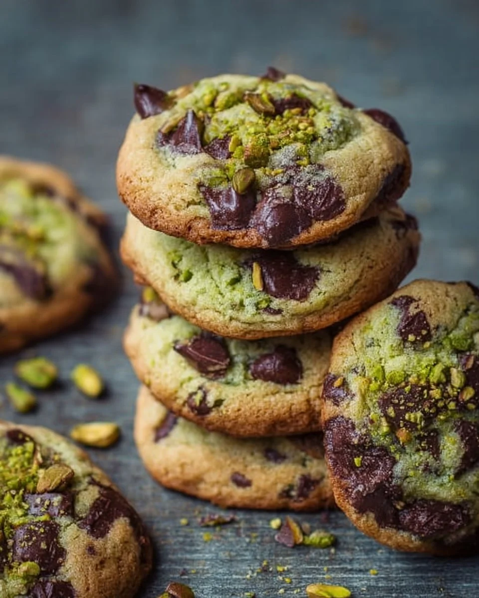 Pistachio Cream Cookies with chocolate chips, inspired by Italian flavors