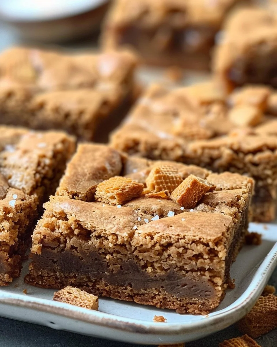 Delicious Biscoff Blondies with a chewy texture and caramel flavor