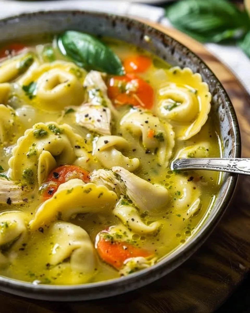 Chicken Pesto Tortellini Soup