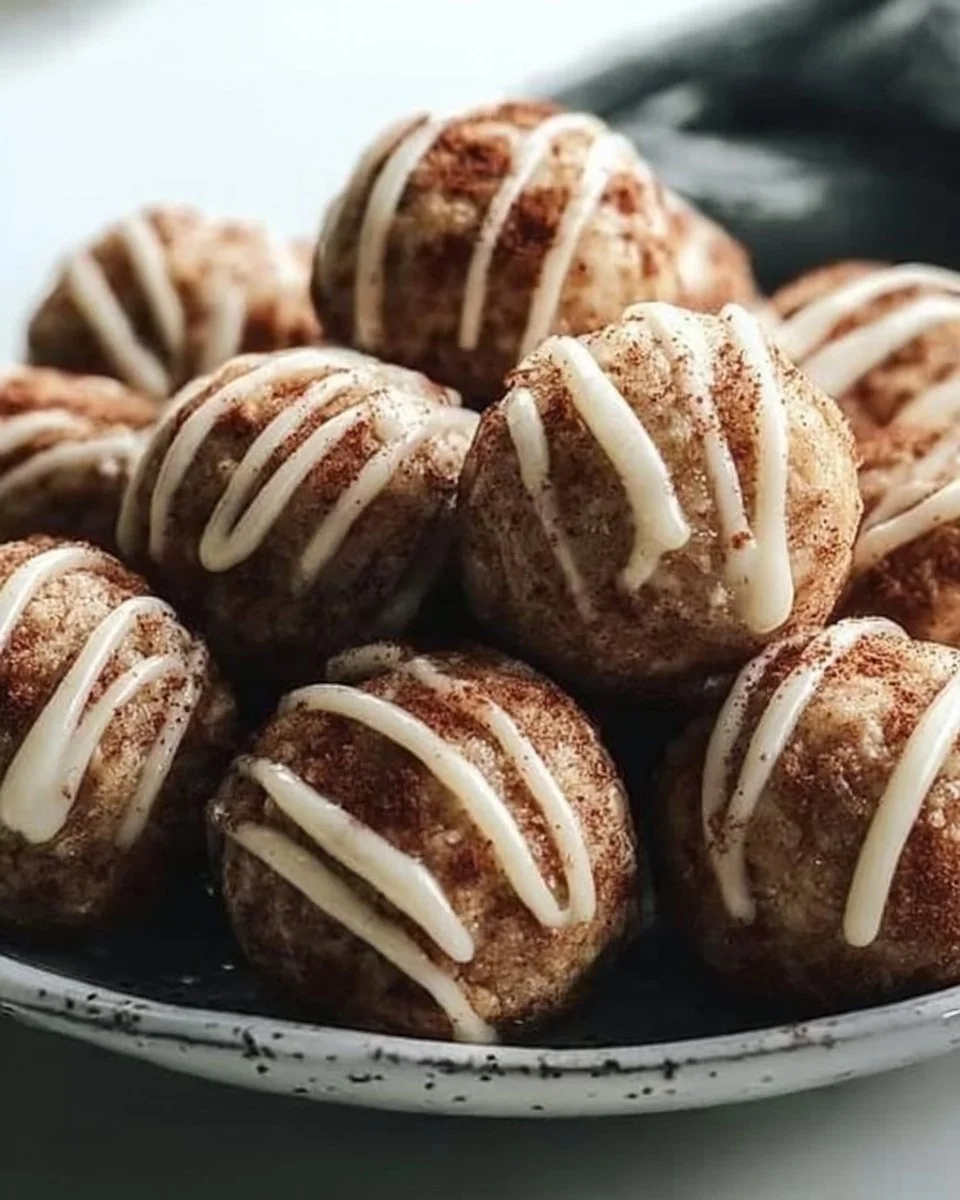 Delicious homemade Cinnamon Roll Protein Bites with a cinnamon flavor