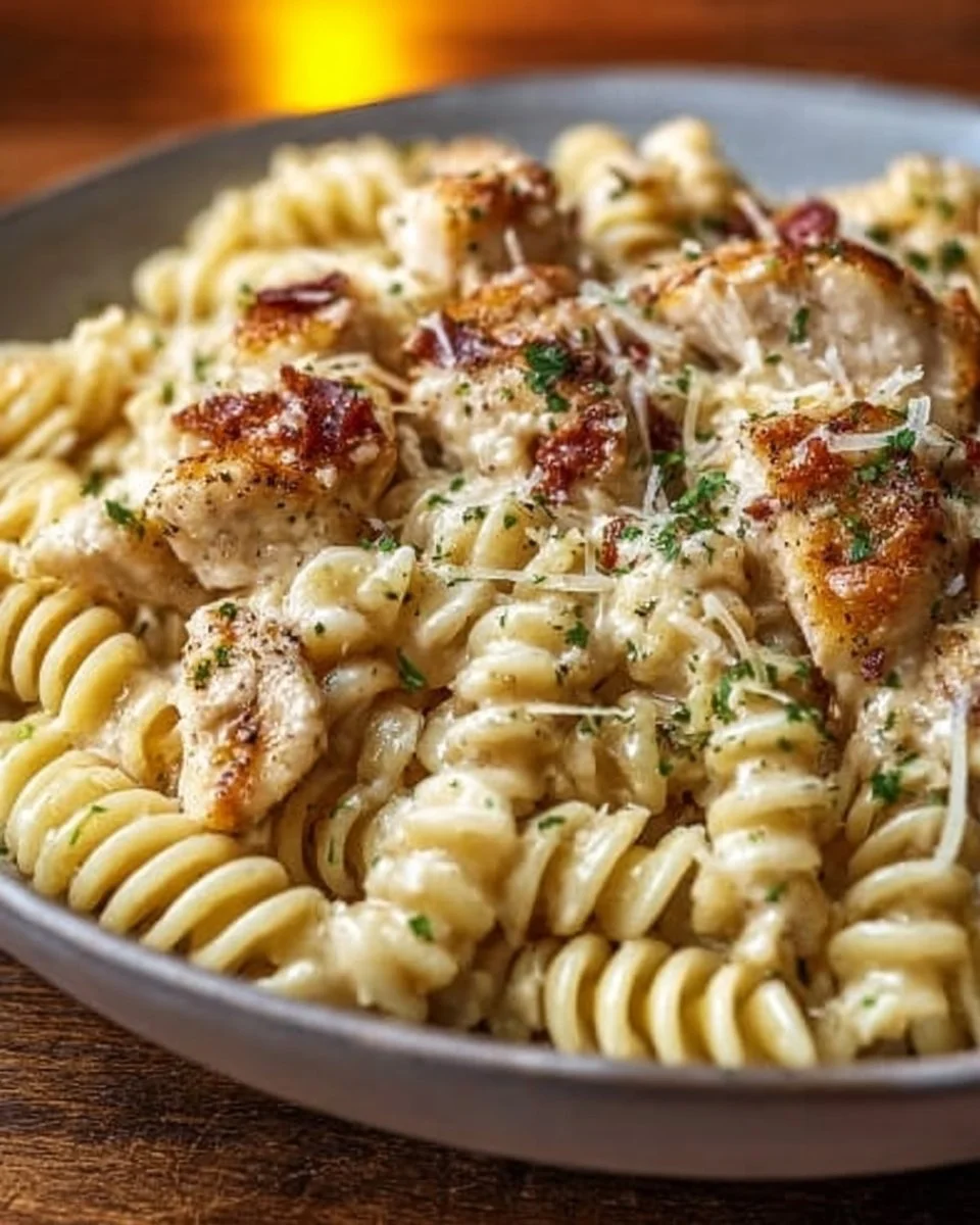 Crockpot Garlic Parmesan Chicken Pasta