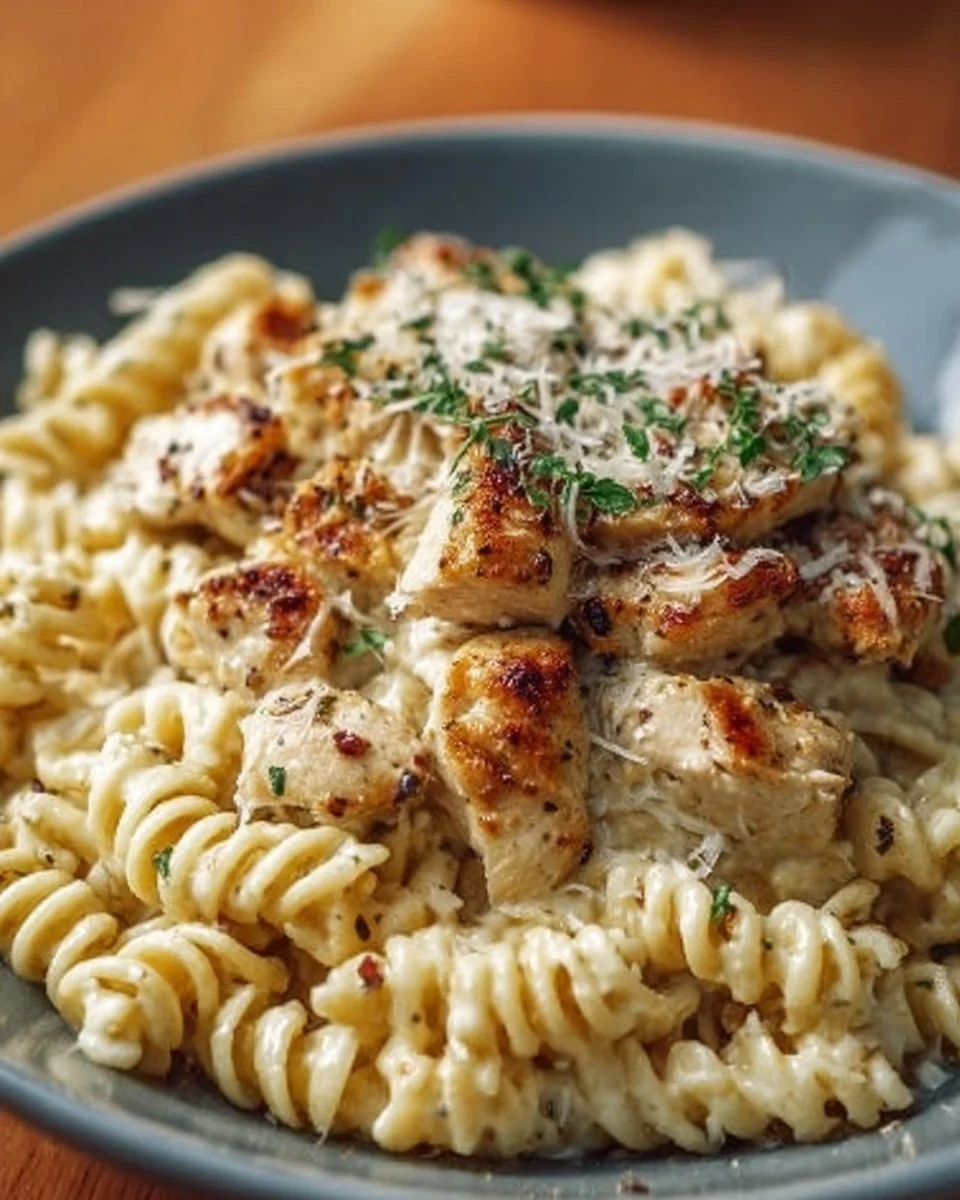 Crockpot Garlic Parmesan Chicken Pasta