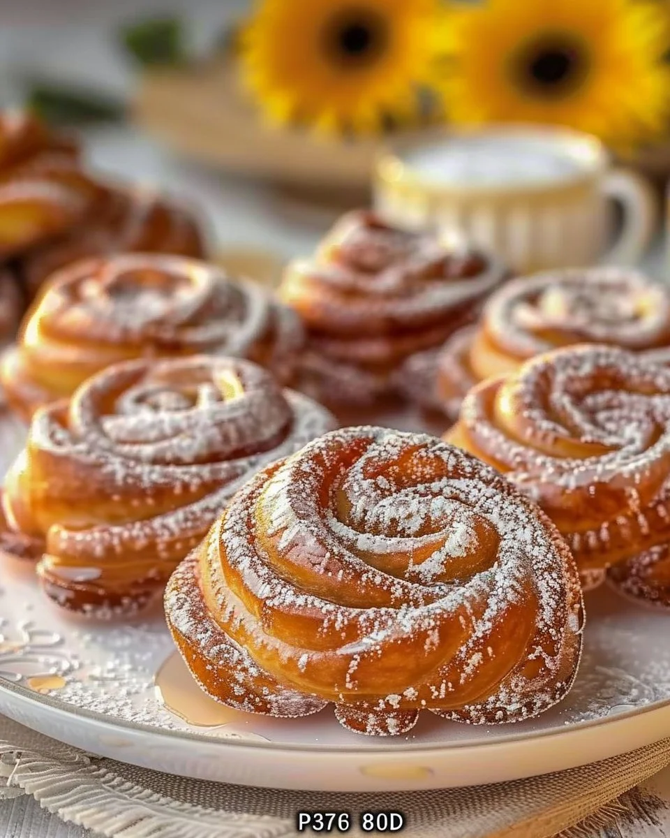 Freshly baked cruffins with a golden, flaky exterior and soft, delicious filling