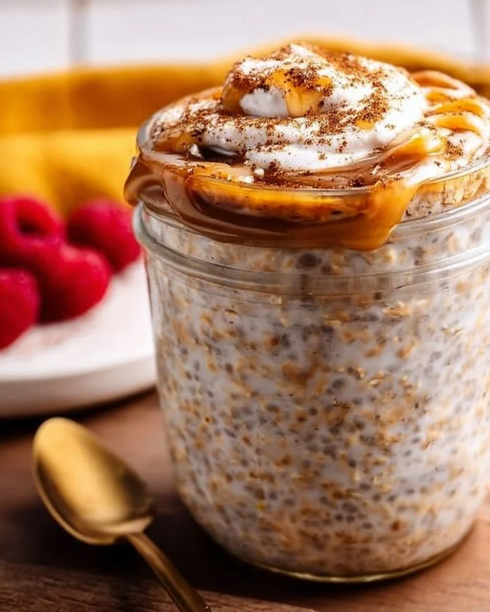 Easy High Protein Cinnamon Roll Overnight Oats