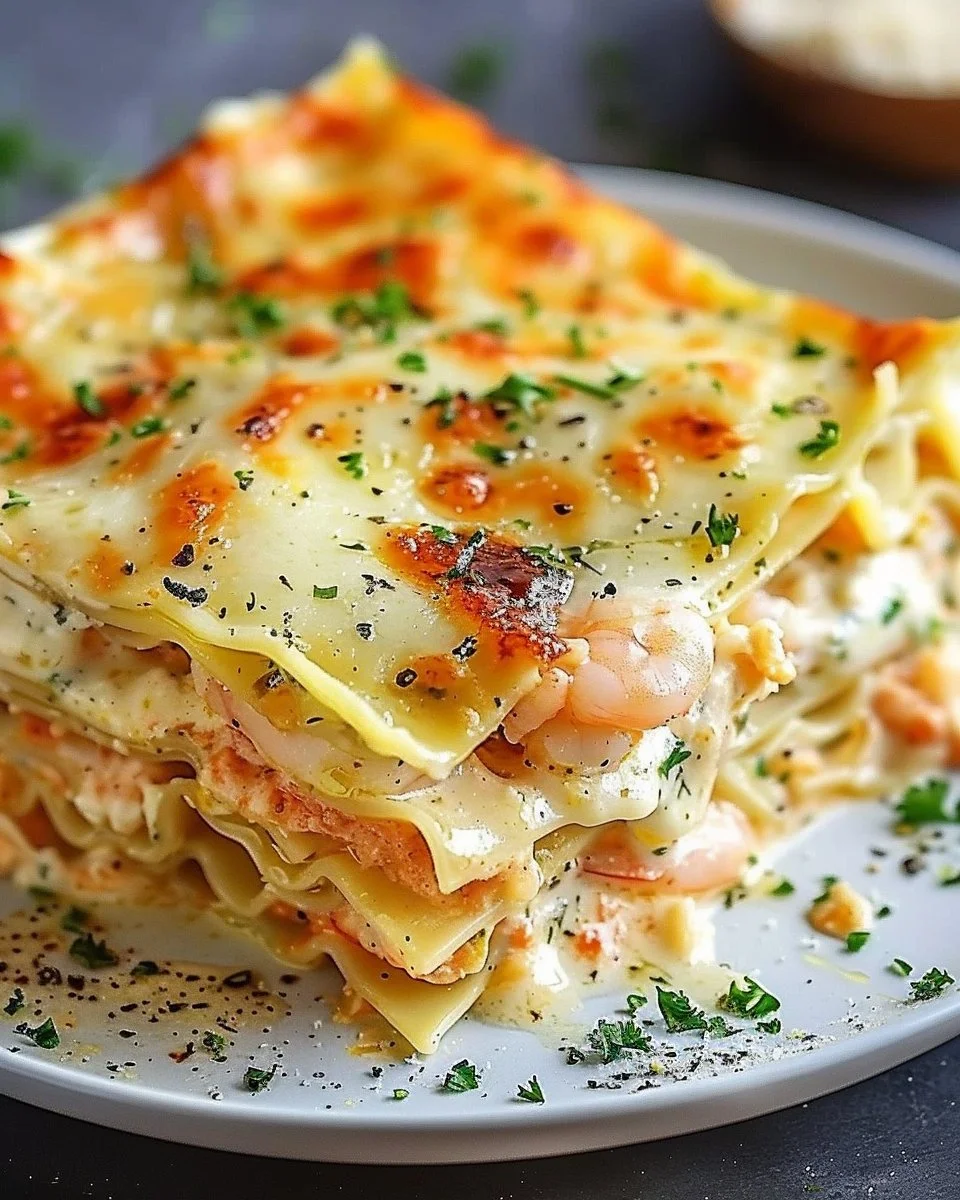 Garlic Butter Shrimp Scampi Lasagna