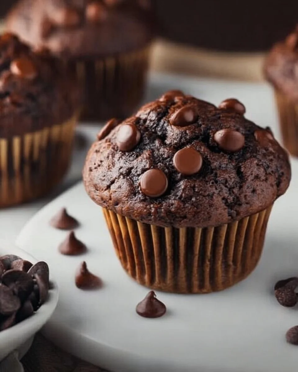 Healthy chocolate chip muffins made with Greek yogurt for a nutritious snack