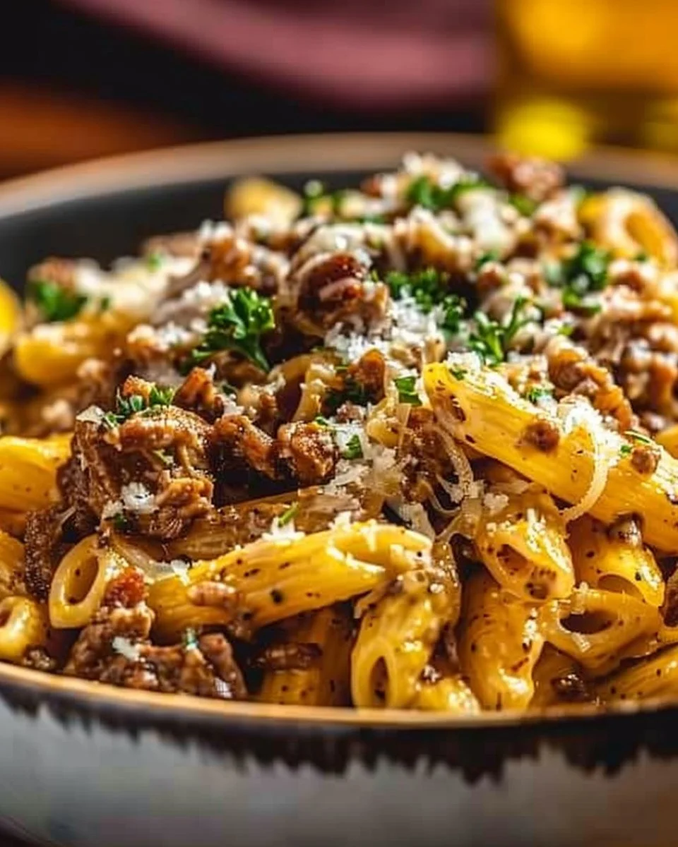 High Protein Creamy Beef Pasta