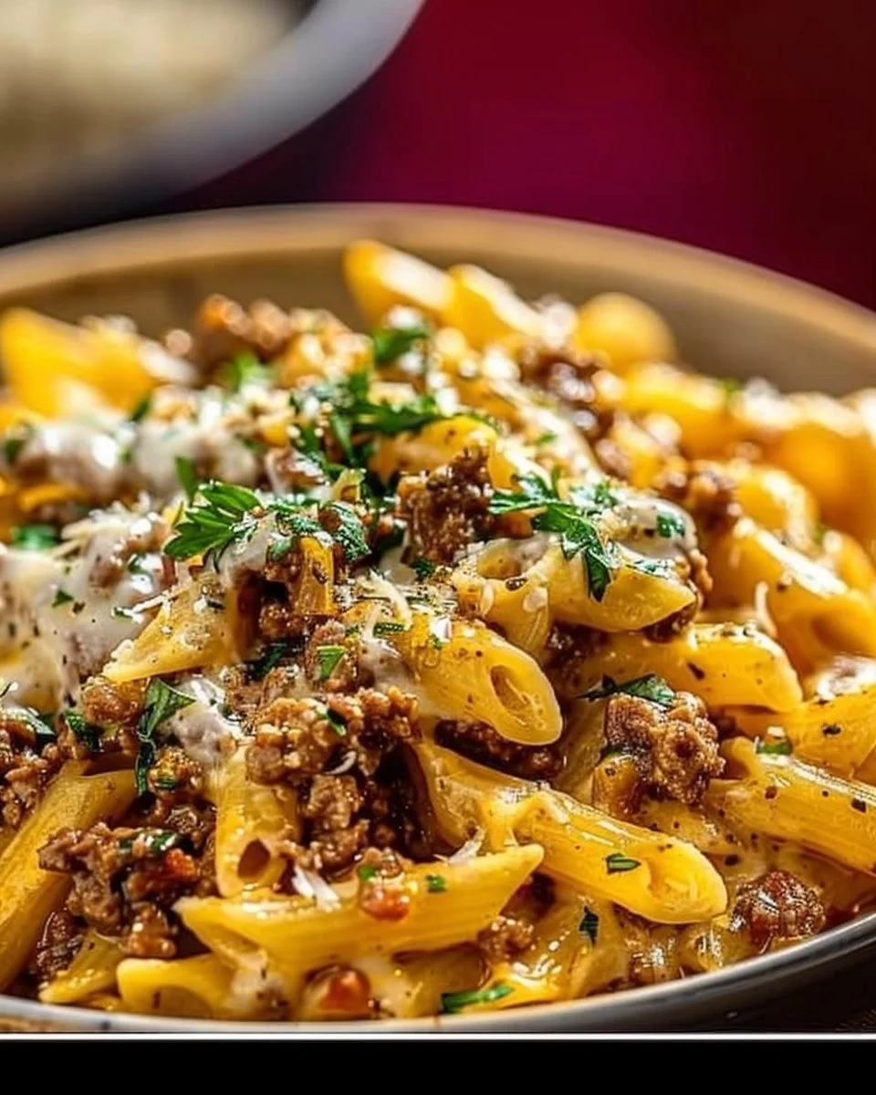 High Protein Creamy Beef Pasta