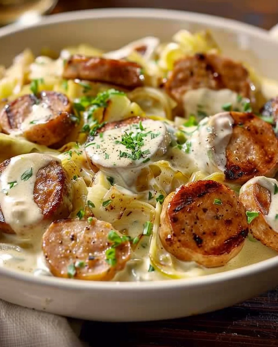 Keto TikTok Cajun Sausage Cabbage Alfredo