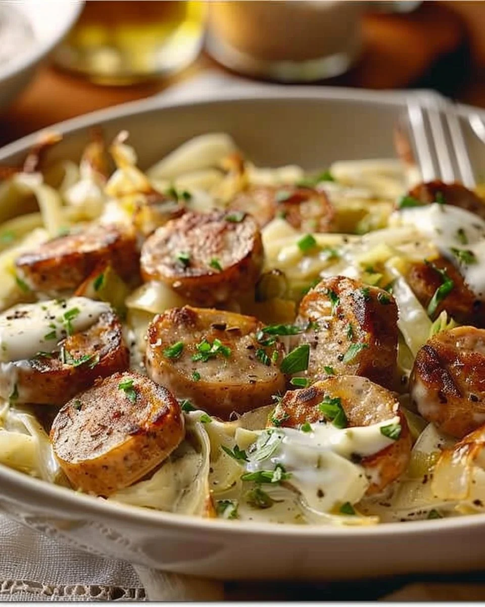 Keto TikTok Cajun Sausage Cabbage Alfredo