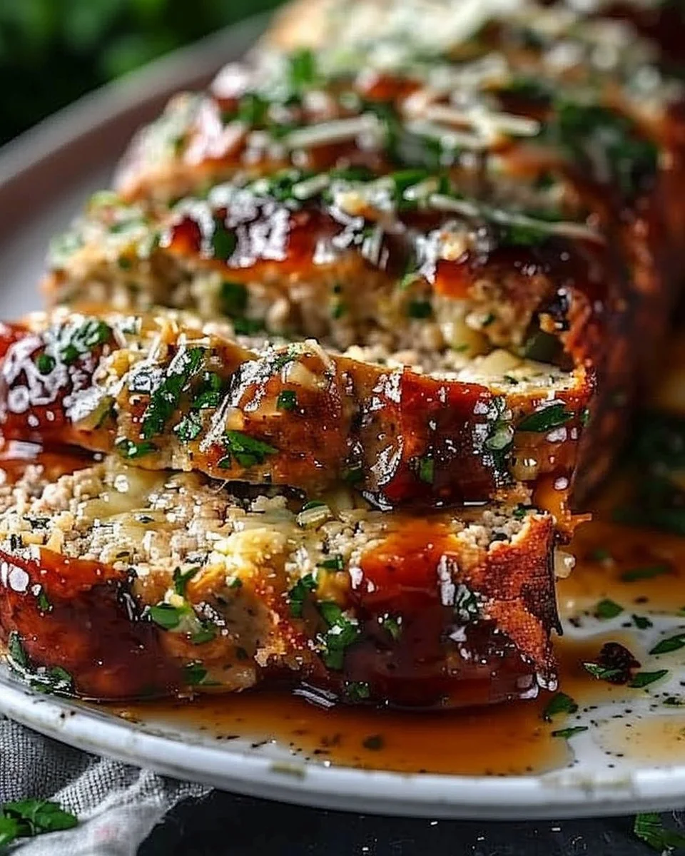Melt-in-Your-Mouth Garlic Parmesan Chicken Meatloaf