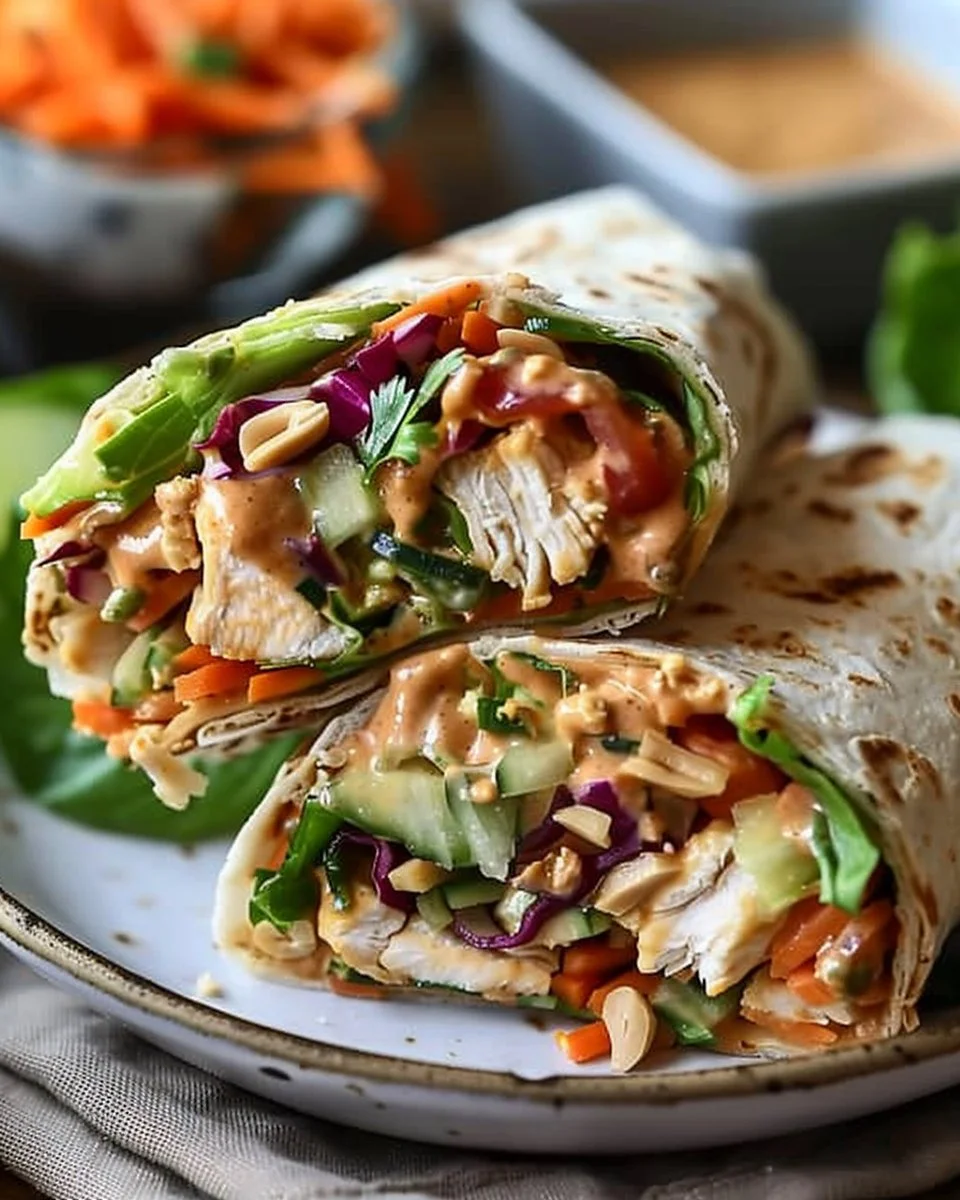Thai Peanut Chicken Wraps
